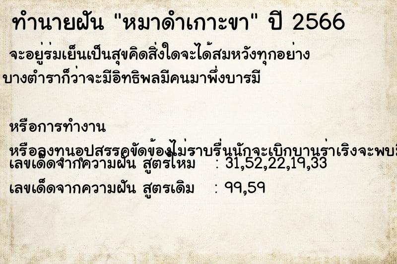 ทำนายฝัน หมาดำเกาะขา ทำนายฝัน หมาดำเกาะขา
