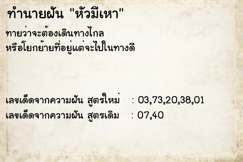 ทำนายฝันหัวมีเหา ทำนายฝันทำนายฝันหัวมีเหา