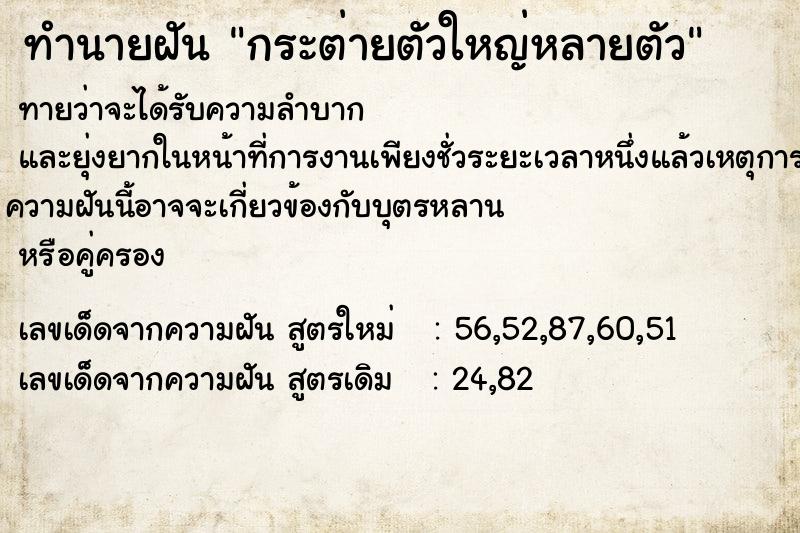 ทำนายฝันกระต่ายตัวใหญ่หลายตัว ทำนายฝันทำนายฝันกระต่ายตัวใหญ่หลายตัว