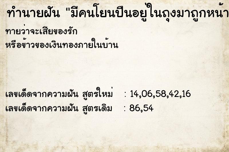 ทำนายฝันมีคนโยนปืนอยู่ในถุงมาถูกหน้า ทำนายฝันทำนายฝันมีคนโยนปืนอยู่ในถุงมาถูกหน้า