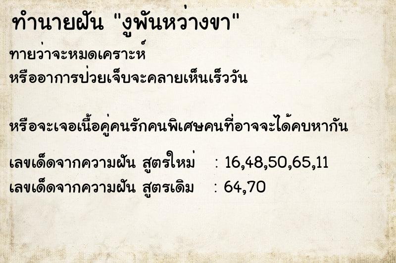 ทำนายฝันงูพันหว่างขา ทำนายฝันทำนายฝันงูพันหว่างขา