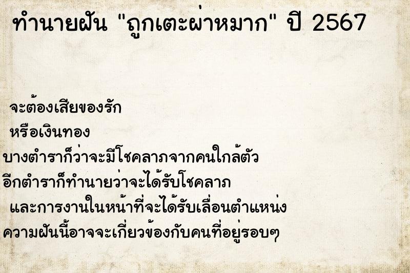 ทำนายฝันถูกเตะผ่าหมาก ทำนายฝันทำนายฝันถูกเตะผ่าหมาก