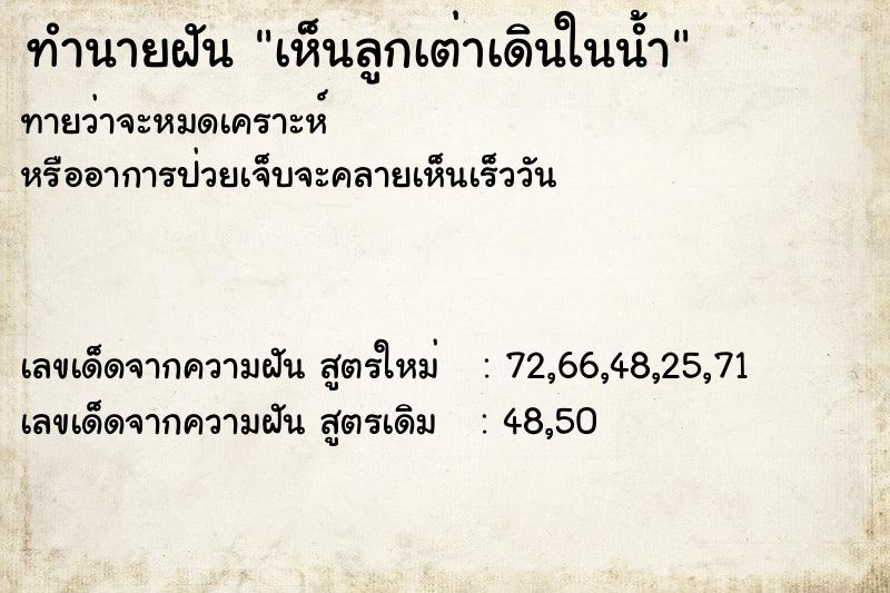 ทำนายฝันทำนายฝันเห็นลูกเต่าเดินในน้ำ