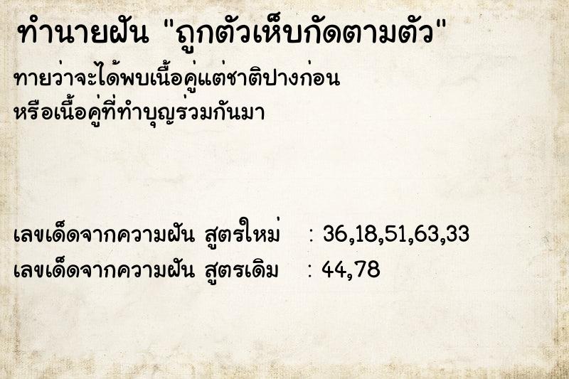 ทำนายฝัน ถูกตัวเห็บกัดตามตัว ทำนายฝัน ถูกตัวเห็บกัดตามตัว