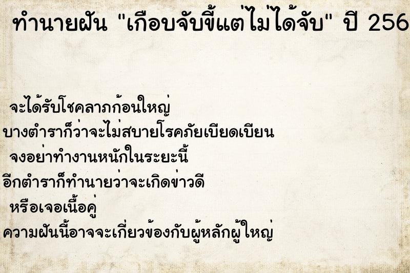 ทำนายฝันเกือบจับขี้แต่ไม่ได้จับ ทำนายฝันทำนายฝันเกือบจับขี้แต่ไม่ได้จับ