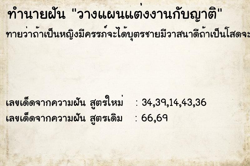 ทำนายฝัน วางแผนแต่งงานกับญาติ ทำนายฝัน วางแผนแต่งงานกับญาติ