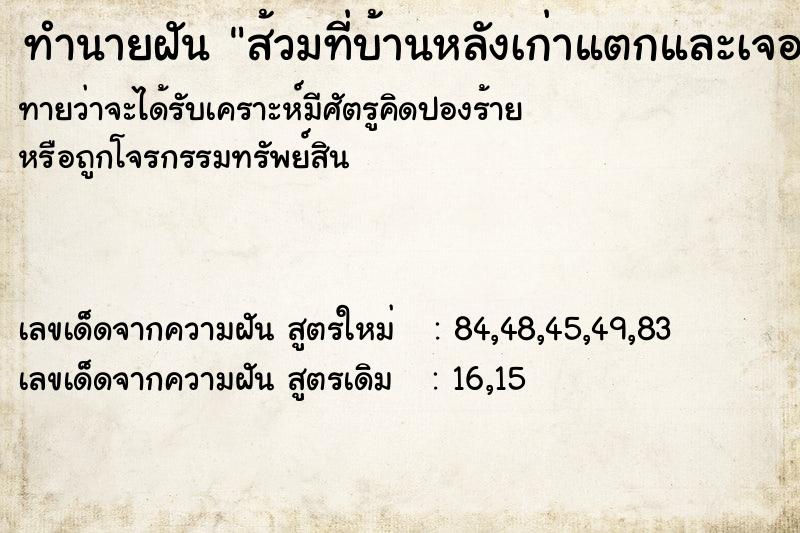 ทำนายฝันทำนายฝันส้วมที่บ้านหลังเก่าแตกและเจอเพื่อนเก่า
