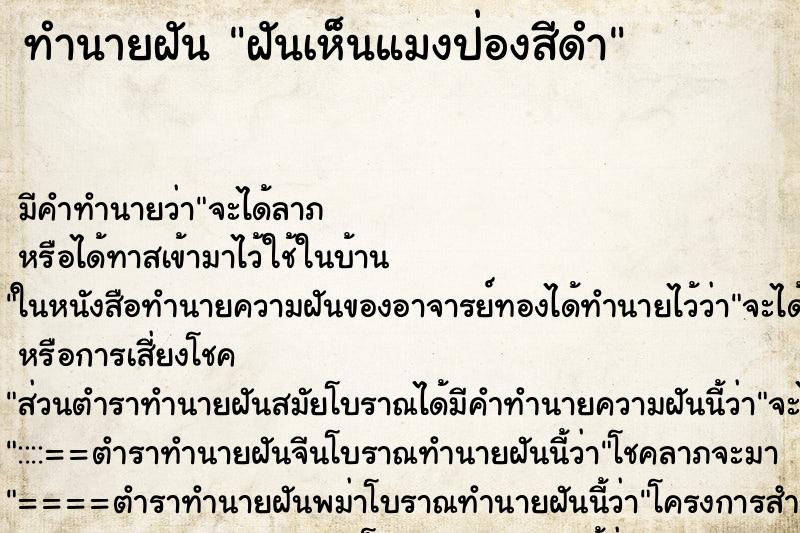 ทำนายฝันฝันเห็นแมงป่องสีดำ ทำนายฝันทำนายฝันฝันเห็นแมงป่องสีดำ