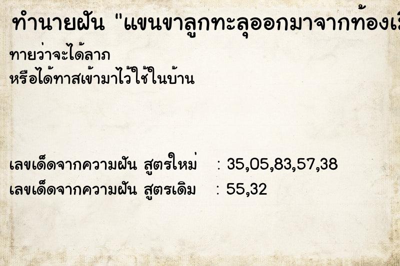 ทำนายฝัน แขนขาลูกทะลุออกมาจากท้องเมีย