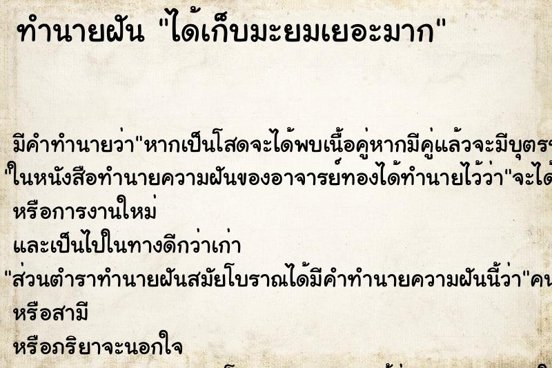 ทำนายฝัน ได้เก็บมะยมเยอะมาก ตำราโบราณ แม่นที่สุดในโลก