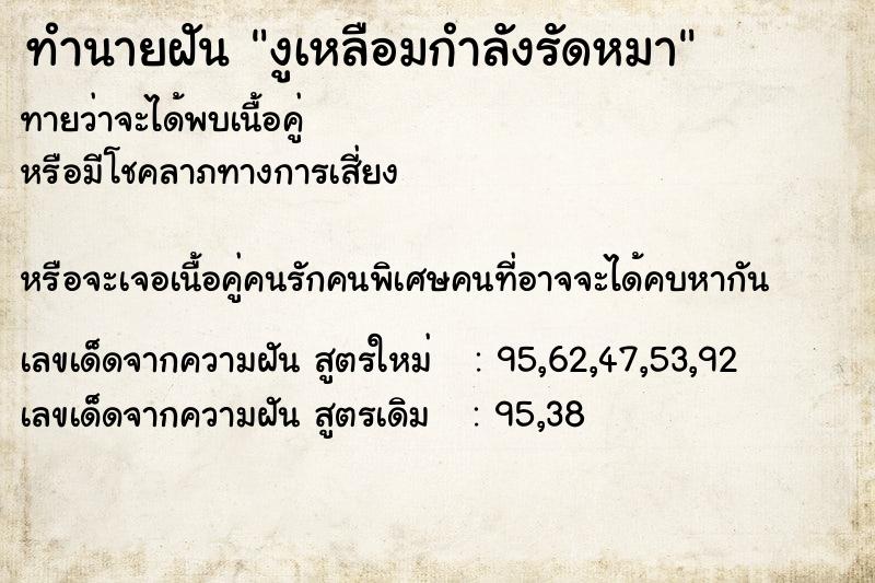 ทำนายฝันทำนายฝันงูเหลือมกำลังรัดหมา