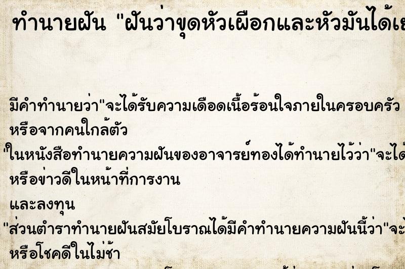 ทำนายฝัน ฝันว่าขุดหัวเผือกและหัวมันได้เยอะมาก ทำนายฝัน ฝันว่าขุดหัวเผือกและหัวมันได้เยอะมาก