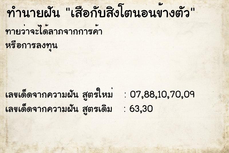 ทำนายฝันทำนายฝันเสือกับสิงโตนอนข้างตัว