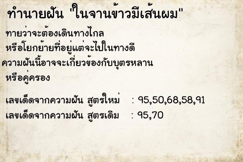 ทำนายฝันทำนายฝันในจานข้าวมีเส้นผม