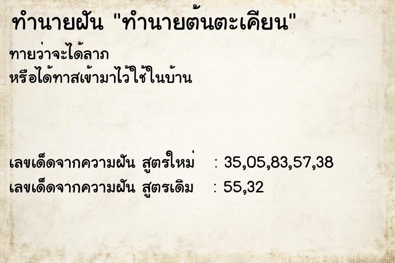 ทำนายฝันทำนายต้นตะเคียน ทำนายฝันทำนายฝันทำนายต้นตะเคียน