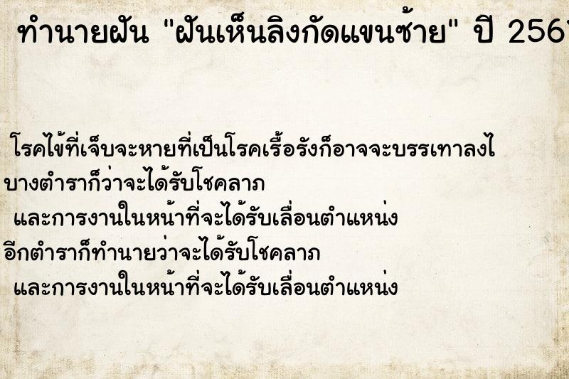 ทำนายฝันฝันเห็นลิงกัดแขนซ้าย ทำนายฝันทำนายฝันฝันเห็นลิงกัดแขนซ้าย