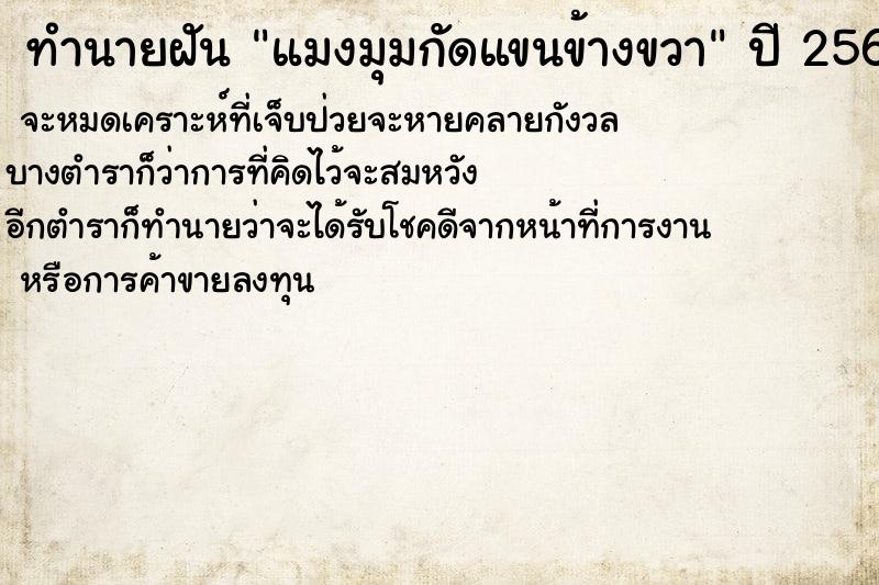 ทำนายฝันทำนายฝันแมงมุมกัดแขนข้างขวา