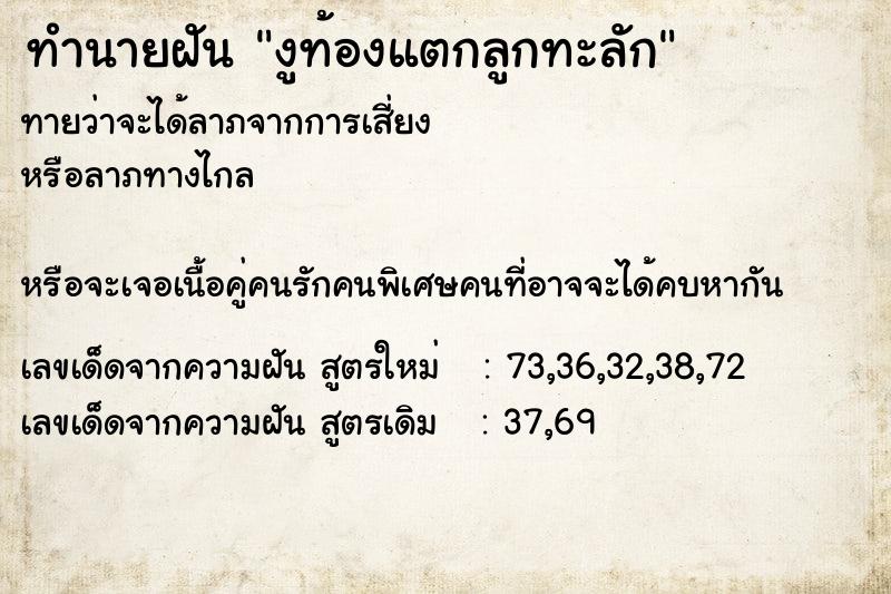 ทำนายฝัน งูท้องแตกลูกทะลัก