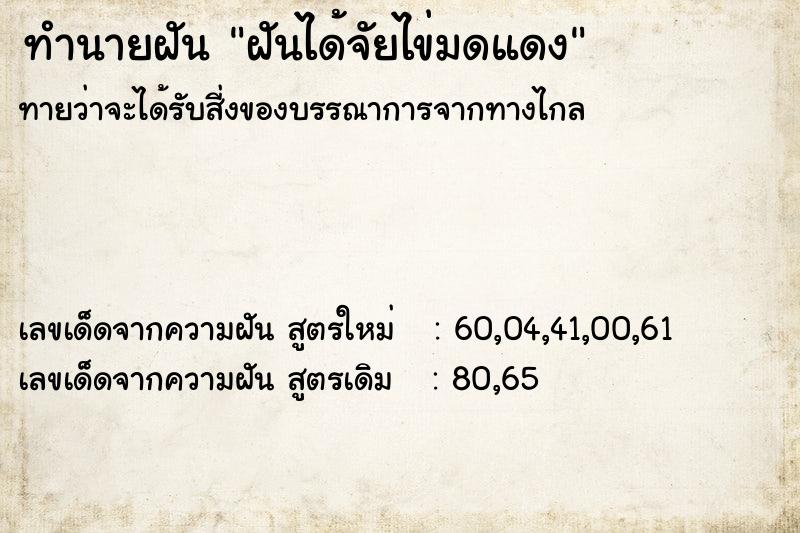 ทำนายฝันทำนายฝันฝันได้จัยไข่มดแดง