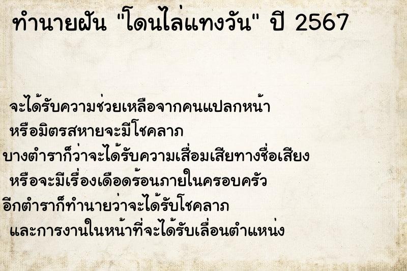 ทำนายฝันโดนไล่แทงวัน ทำนายฝันทำนายฝันโดนไล่แทงวัน