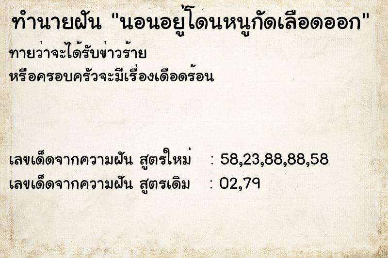 ทำนายฝัน นอนอยู่โดนหนูกัดเลือดออก ทำนายฝัน นอนอยู่โดนหนูกัดเลือดออก