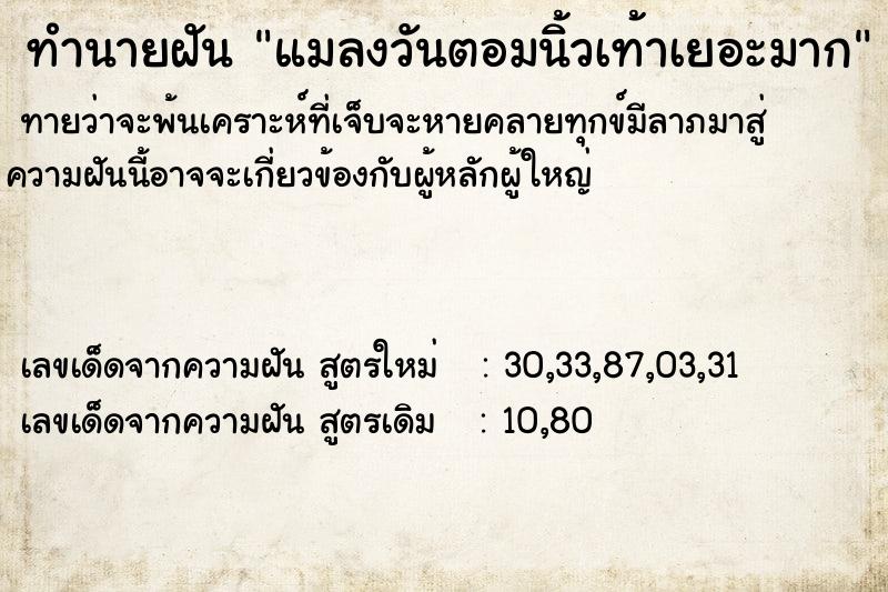 ทำนายฝันแมลงวันตอมนิ้วเท้าเยอะมาก ทำนายฝันทำนายฝันแมลงวันตอมนิ้วเท้าเยอะมาก