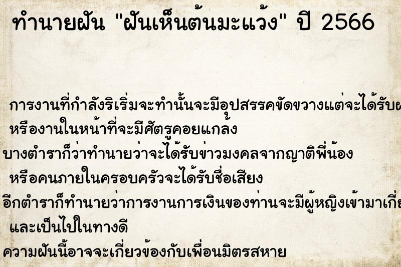 ทำนายฝันฝันเห็นต้นมะแว้ง ทำนายฝันทำนายฝันฝันเห็นต้นมะแว้ง