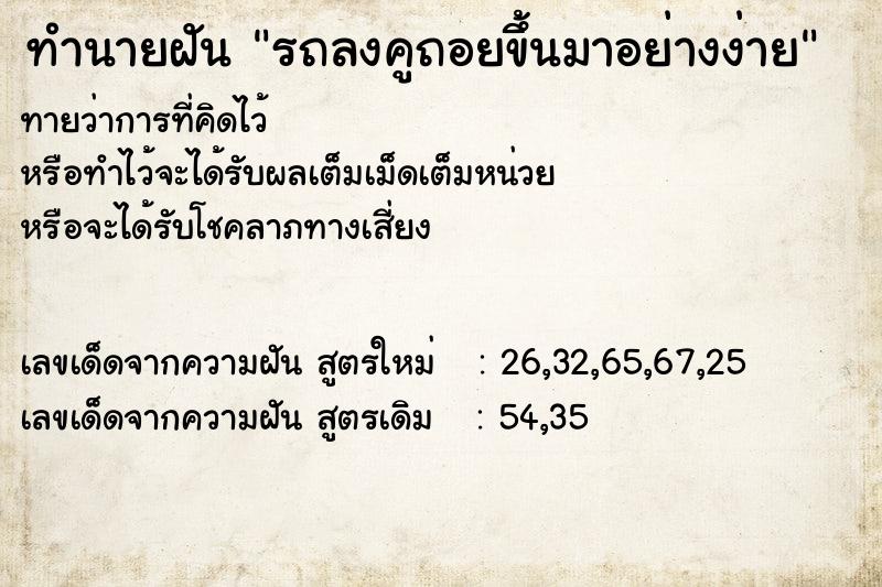 ทำนายฝันรถลงคูถอยขึ้นมาอย่างง่าย ทำนายฝันทำนายฝันรถลงคูถอยขึ้นมาอย่างง่าย