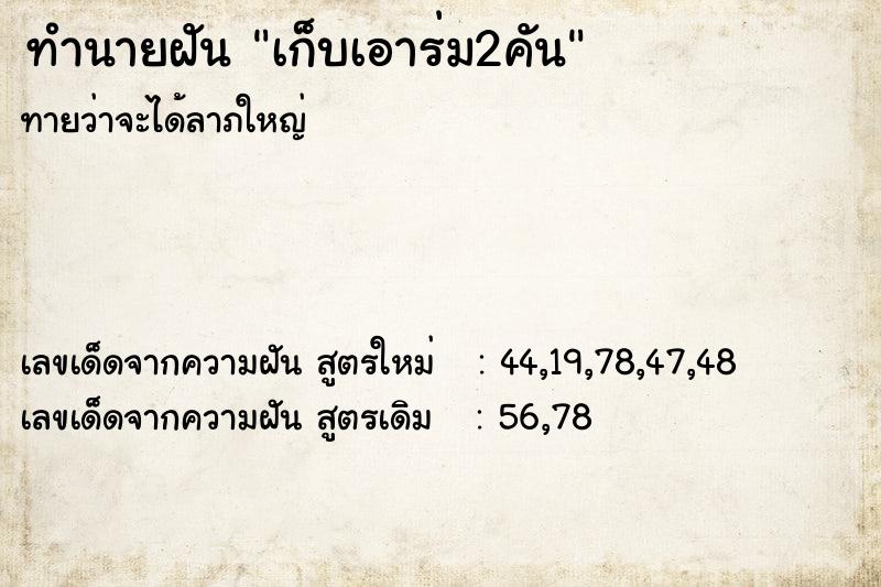 ทำนายฝันเก็บเอาร่ม2คัน ทำนายฝันทำนายฝันเก็บเอาร่ม2คัน
