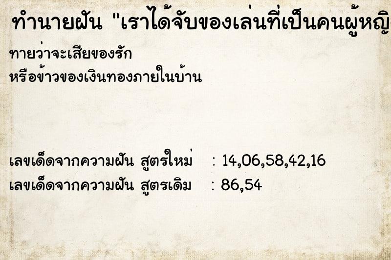 ทำนายฝันเราได้จับของเล่นที่เป็นคนผู้หญิง ทำนายฝันทำนายฝันเราได้จับของเล่นที่เป็นคนผู้หญิง