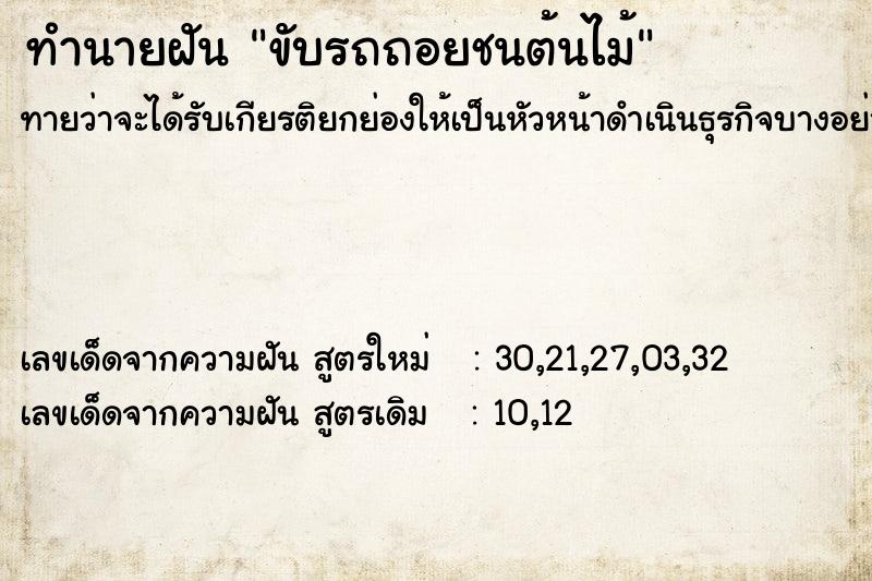 ทำนายฝัน ขับรถถอยชนต้นไม้
