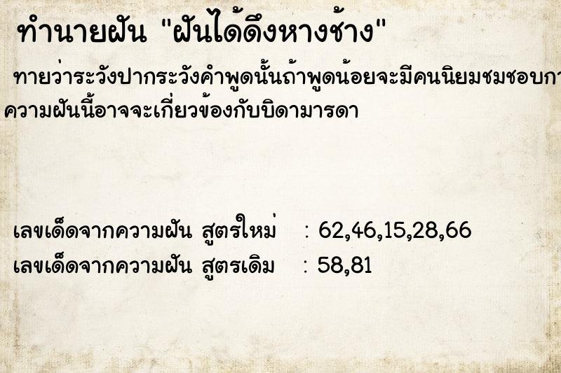 ทำนายฝันทำนายฝันฝันได้ดึงหางช้าง