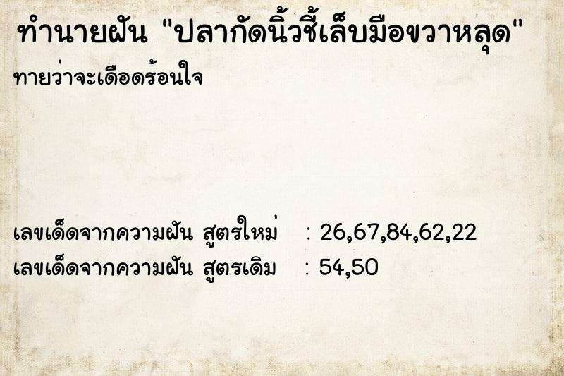 ทำนายฝันปลากัดนิ้วชี้เล็บมือขวาหลุด ทำนายฝันทำนายฝันปลากัดนิ้วชี้เล็บมือขวาหลุด
