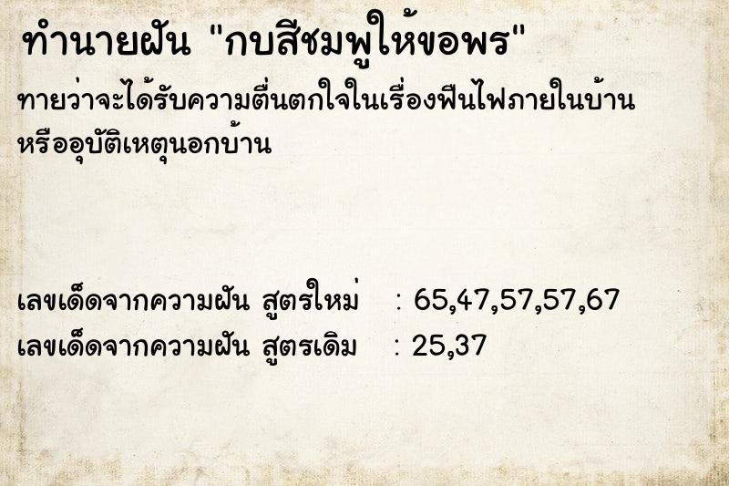 ทำนายฝันกบสีชมพูให้ขอพร ทำนายฝันทำนายฝันกบสีชมพูให้ขอพร