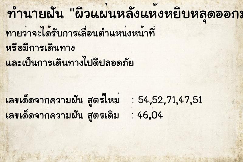 ทำนายฝันทำนายฝันผิวแผ่นหลังแห้งหยิบหลุดออกมาเป็นแผ่น