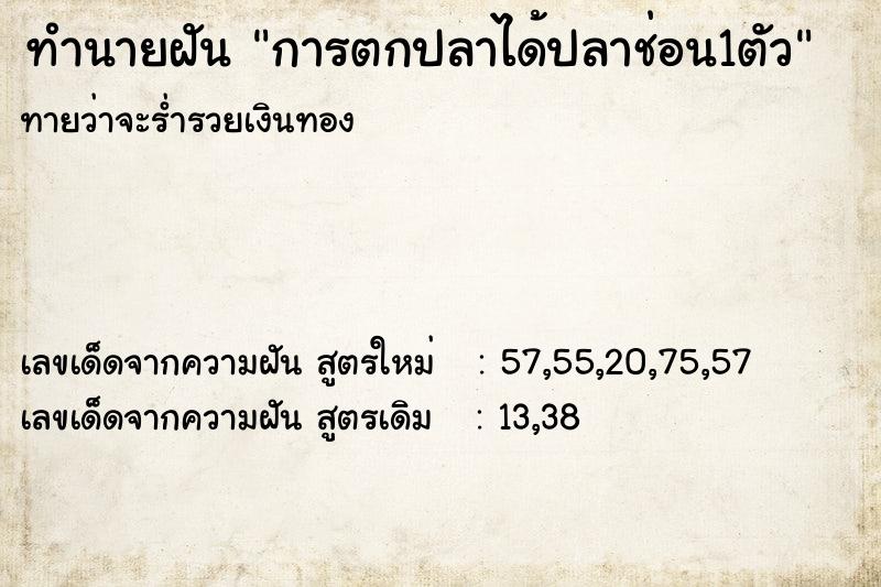 ทำนายฝัน การตกปลาได้ปลาช่อน1ตัว