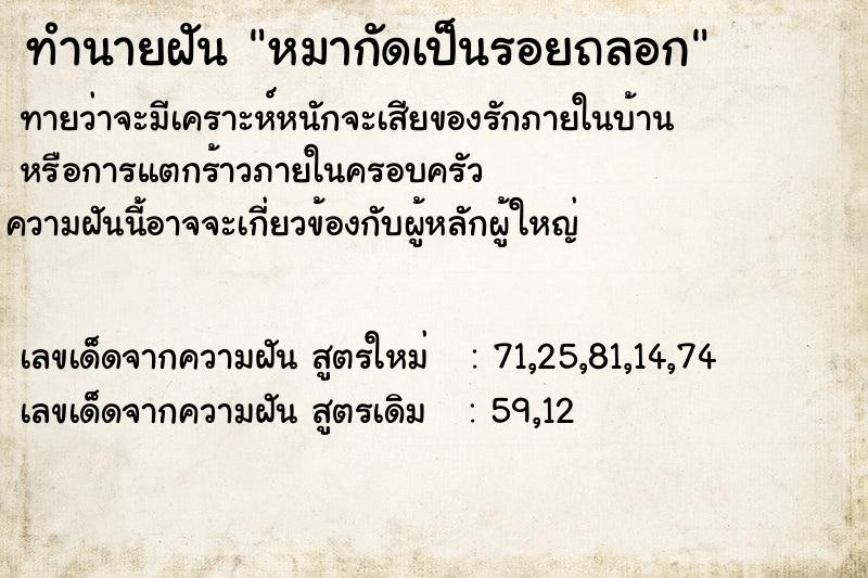 ทำนายฝันหมากัดเป็นรอยถลอก ทำนายฝันทำนายฝันหมากัดเป็นรอยถลอก