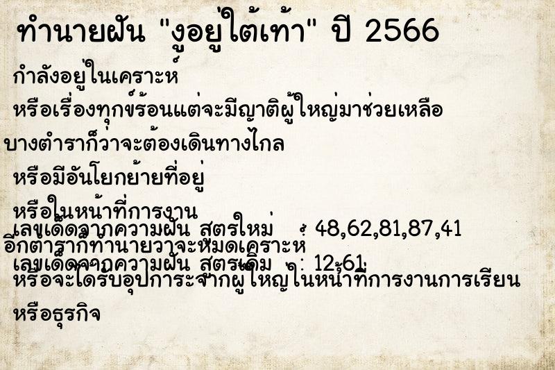 ทำนายฝัน งูอยู่ใต้เท้า