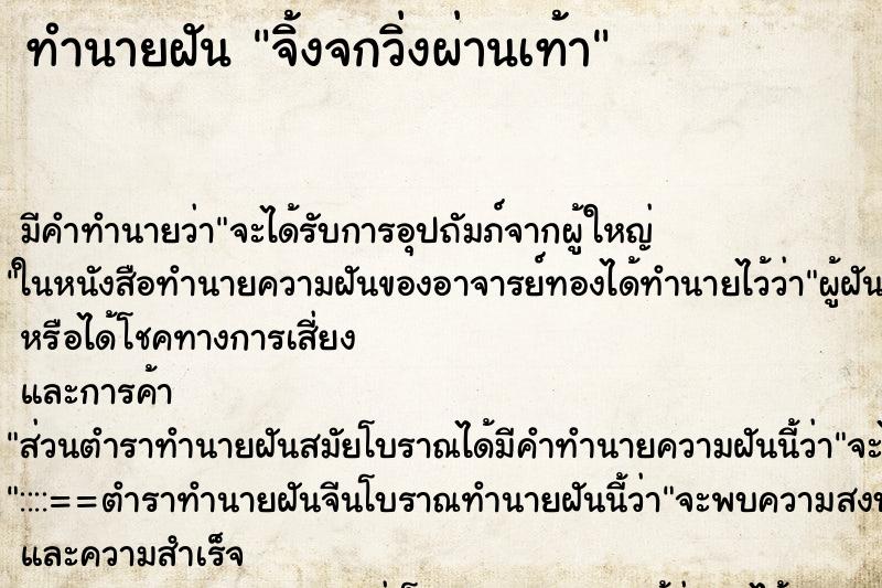ทำนายฝัน จิ้งจกวิ่งผ่านเท้า ทำนายฝัน จิ้งจกวิ่งผ่านเท้า