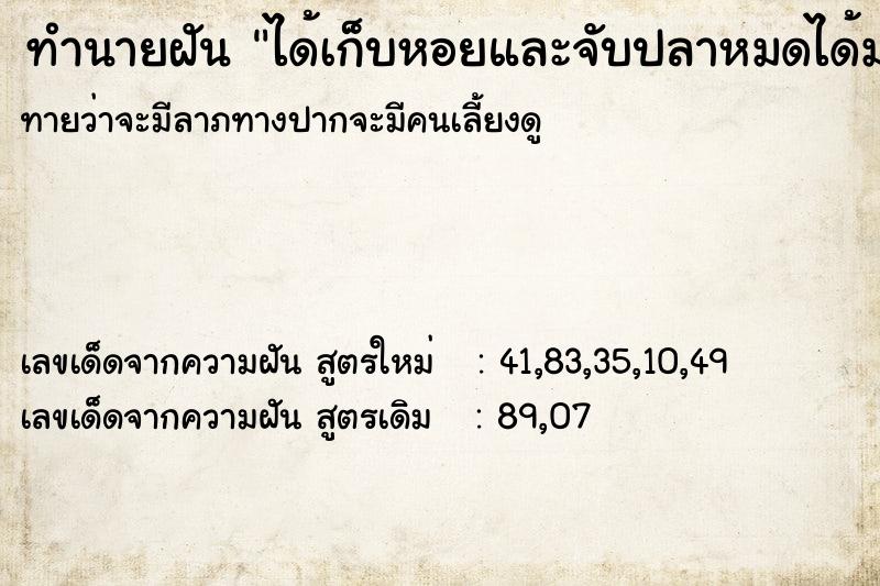 ทำนายฝันได้เก็บหอยและจับปลาหมดได้มากมายตามทุ่งนา ทำนายฝันทำนายฝันได้เก็บหอยและจับปลาหมดได้มากมายตามทุ่งนา