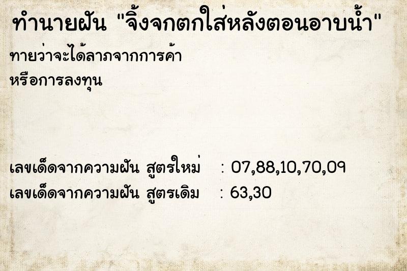 ทำนายฝันทำนายฝันจิ้งจกตกใส่หลังตอนอาบน้ำ