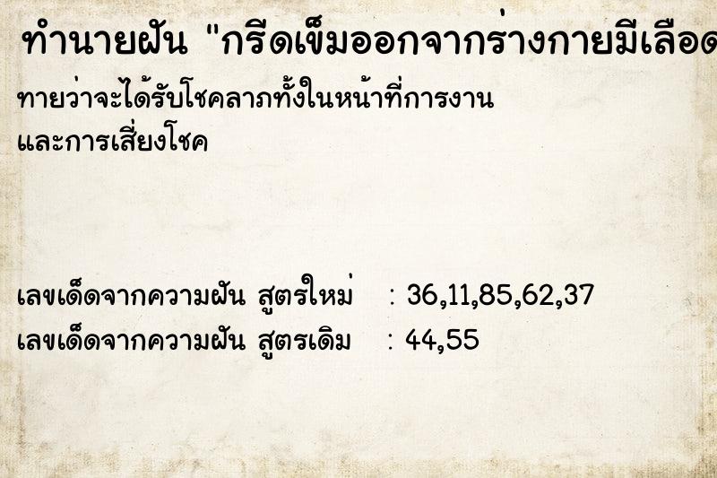 ทำนายฝัน กรีดเข็มออกจากร่างกายมีเลือดออก ทำนายฝัน กรีดเข็มออกจากร่างกายมีเลือดออก