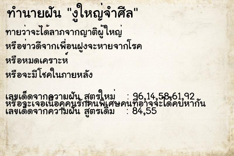 ทำนายฝันทำนายฝันงูใหญ่จำศีล