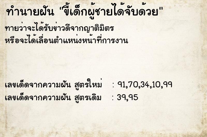 ทำนายฝัน ขี้เด็กผู้ชายได้จับด้วย