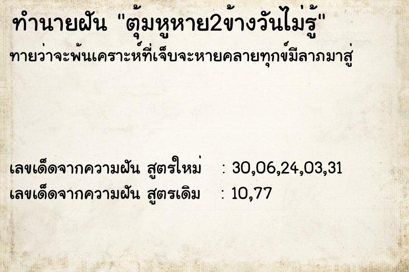 ทำนายฝันตุ้มหูหาย2ข้างวันไม่รู้ ทำนายฝันทำนายฝันตุ้มหูหาย2ข้างวันไม่รู้