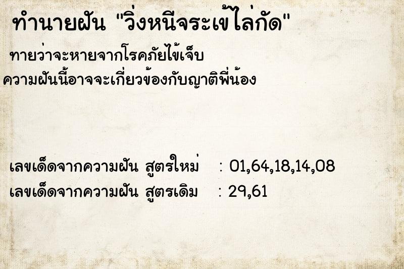 ทำนายฝันวิ่งหนีจระเข้ไล่กัด ทำนายฝันทำนายฝันวิ่งหนีจระเข้ไล่กัด