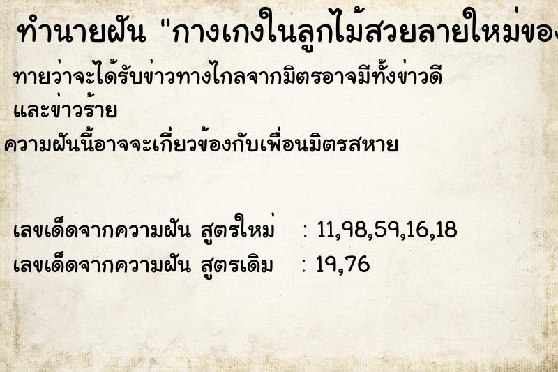 ทำนายฝันทำนายฝันกางเกงในลูกไม้สวยลายใหม่ของตนเอง