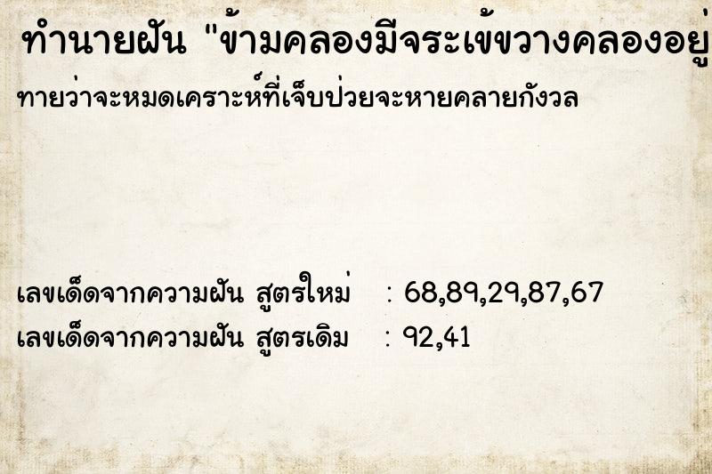 ทำนายฝันข้ามคลองมีจระเข้ขวางคลองอยู่ ทำนายฝันทำนายฝันข้ามคลองมีจระเข้ขวางคลองอยู่