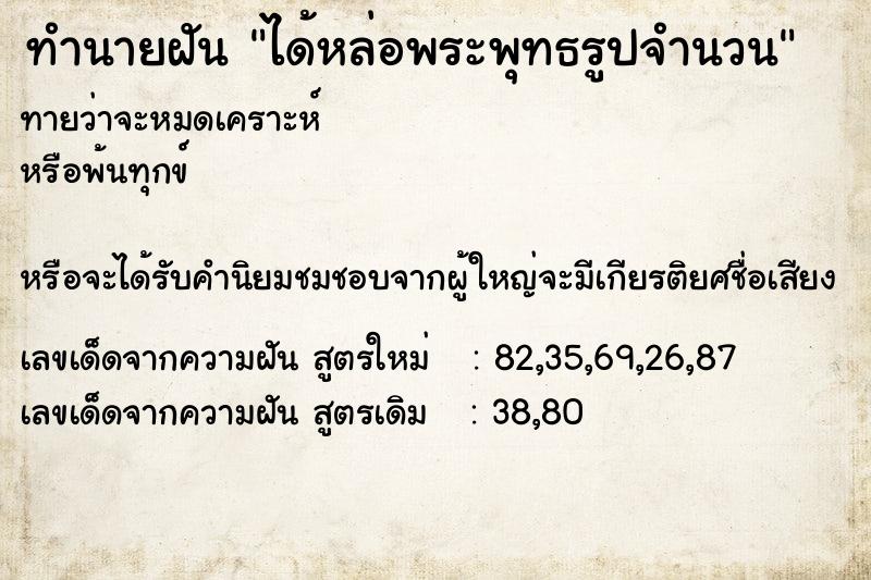 ทำนายฝันได้หล่อพระพุทธรูปจำนวน ทำนายฝันทำนายฝันได้หล่อพระพุทธรูปจำนวน