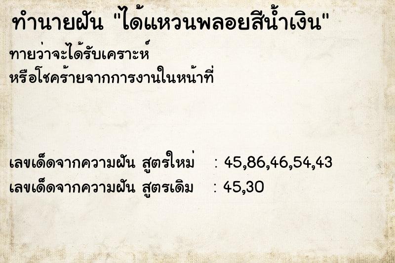 ทำนายฝันทำนายฝันได้แหวนพลอยสีน้ำเงิน